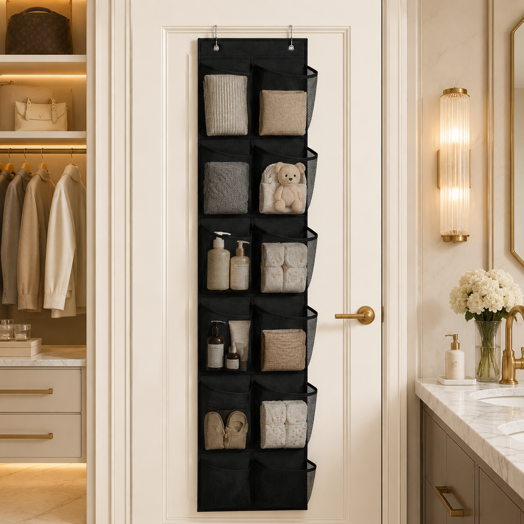 Luxe Over-the-Door Mesh Shoe & Essentials Organizer