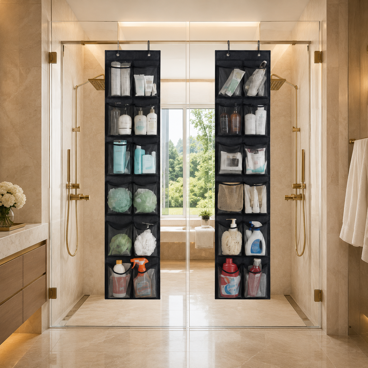 Luxe Over-the-Door Mesh Shoe & Essentials Organizer