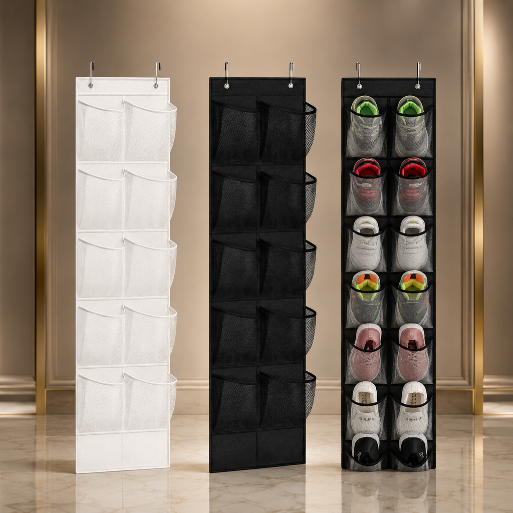 Luxe Over-the-Door Mesh Shoe & Essentials Organizer