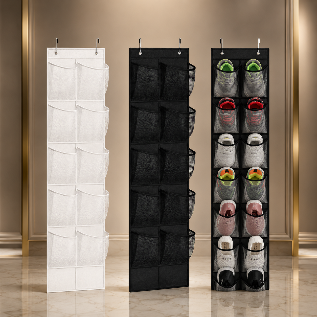 Luxe Over-the-Door Mesh Shoe & Essentials Organizer