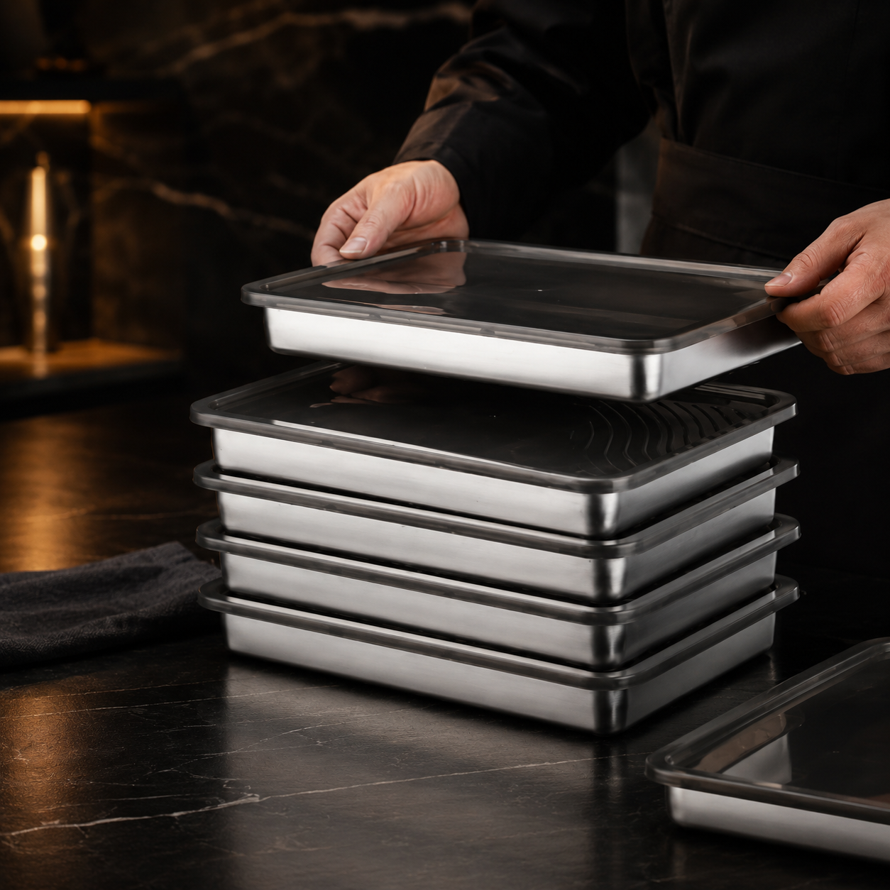 Luxe Stainless Steel Dumpling & Food Storage Tray