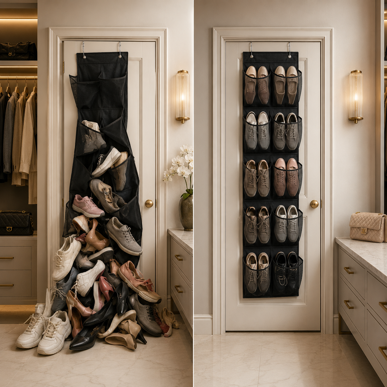 Luxe Over-the-Door Mesh Shoe & Essentials Organizer