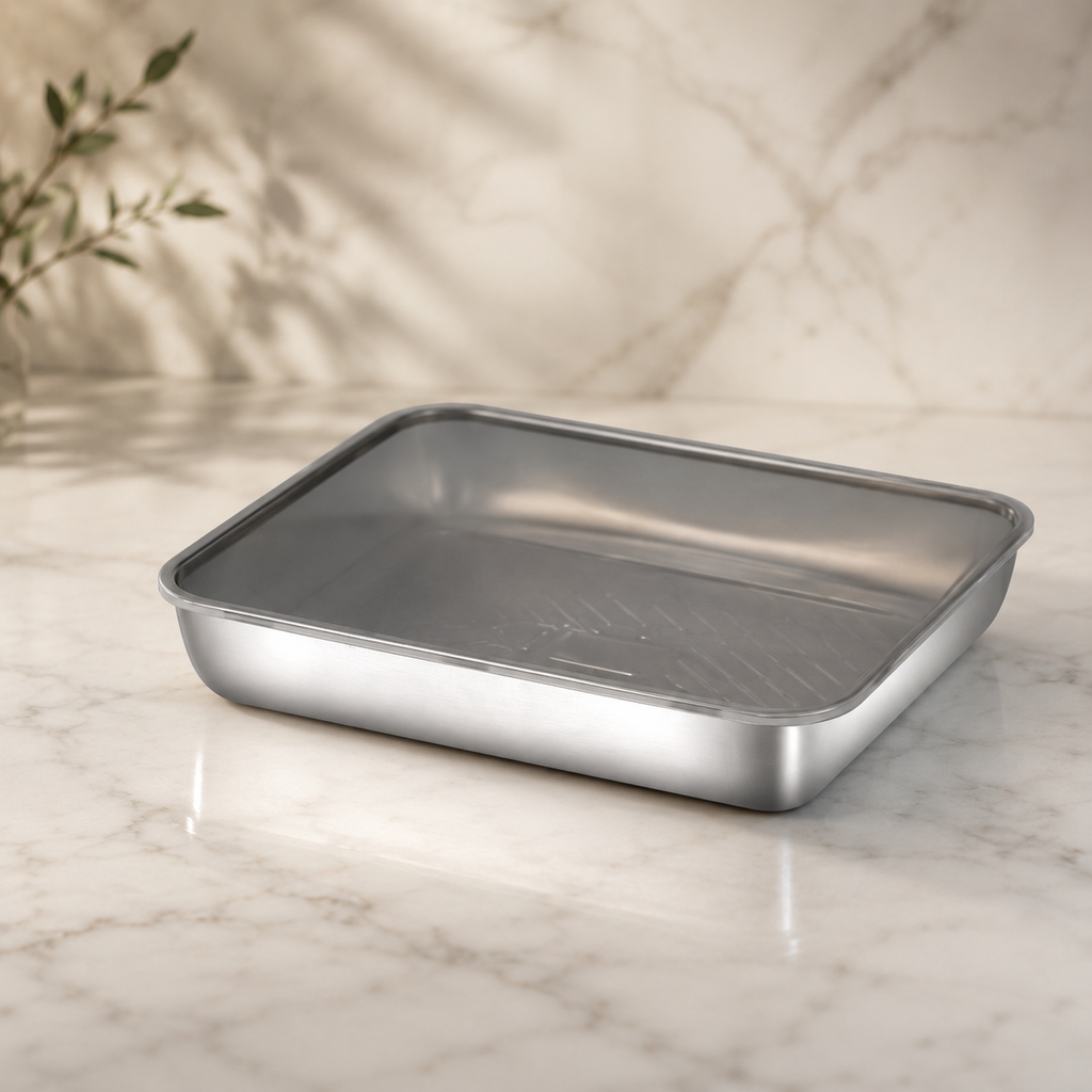 Luxe Stainless Steel Dumpling & Food Storage Tray