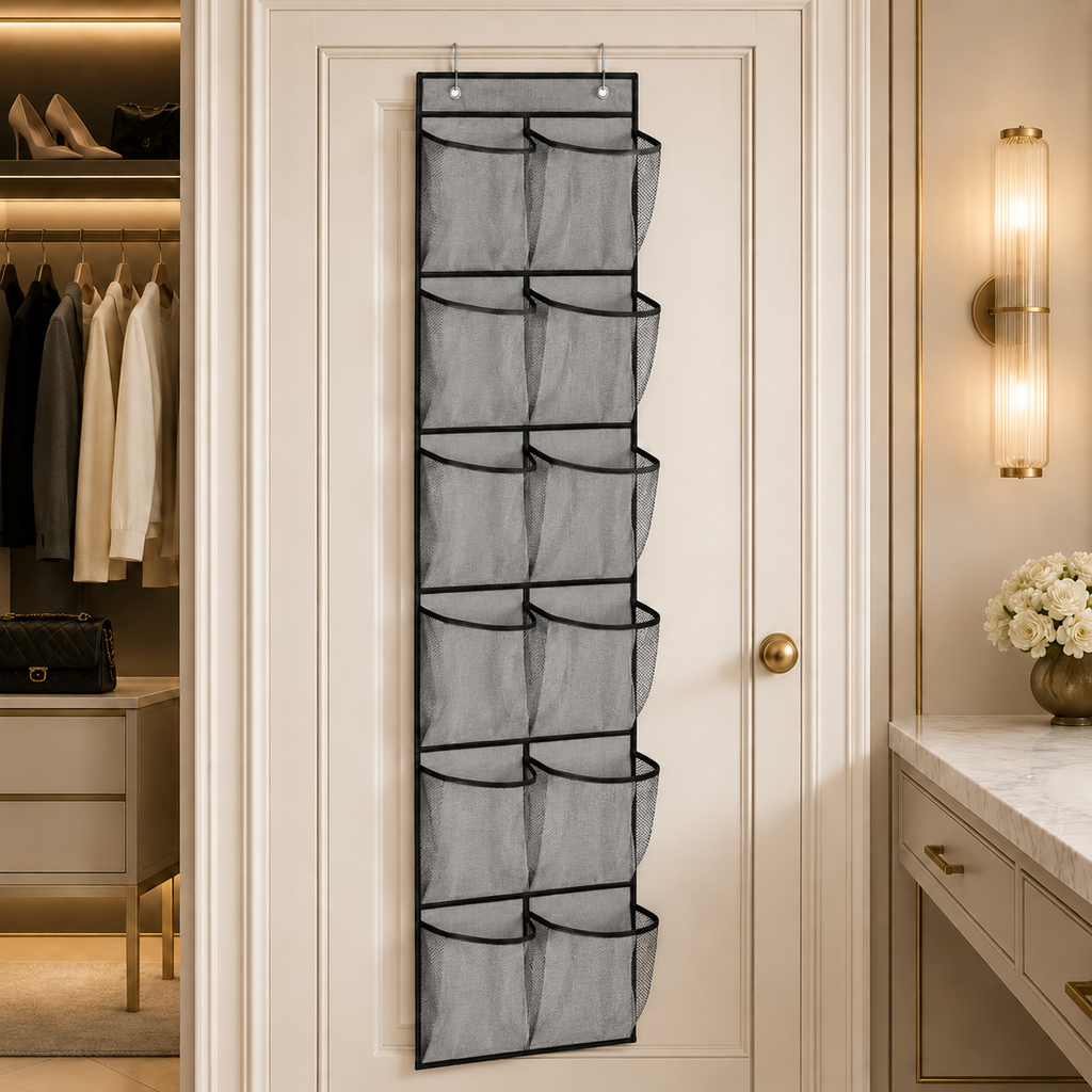 Luxe Over-the-Door Mesh Shoe & Essentials Organizer