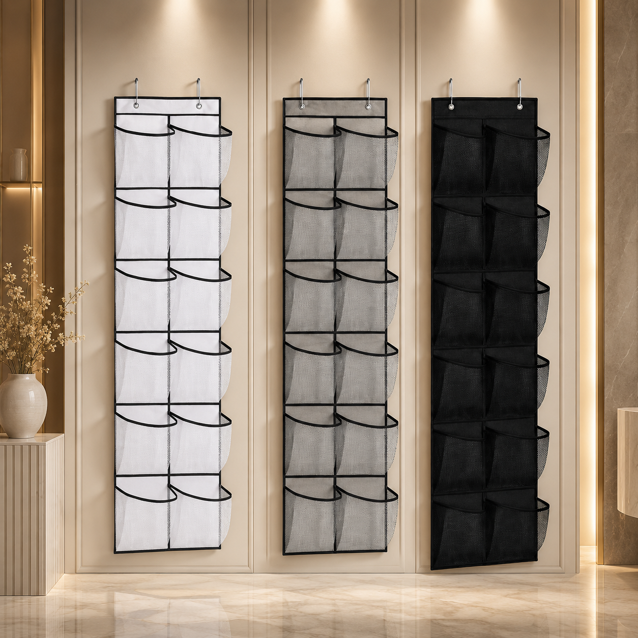 Luxe Over-the-Door Mesh Shoe & Essentials Organizer
