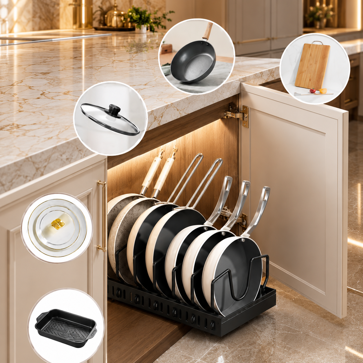 Luxe Glide Pull-Out Pot & Pan Organizer